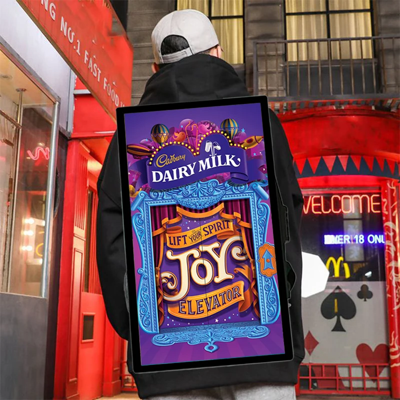 Human Walking Portable Advertising Backpack Billboard Digital Media Advertising Player Display with Mobile Control