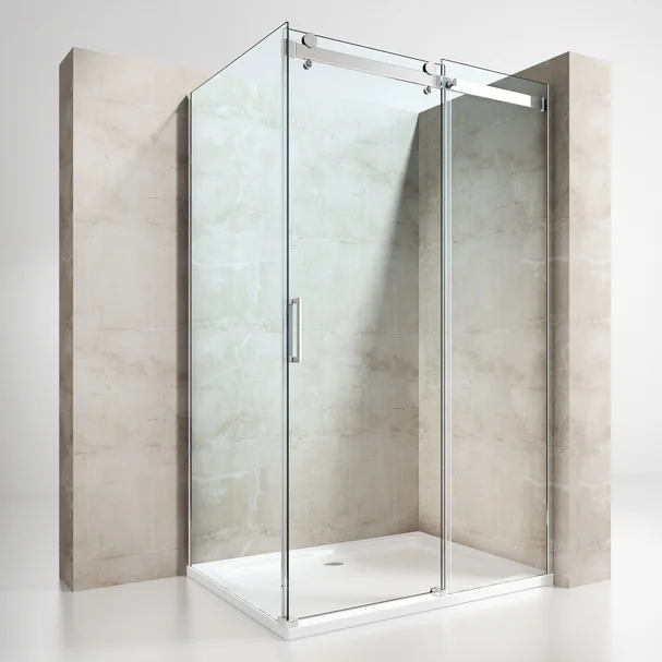 Luxury Stainless Steel Adjust Shower Enclosure Bathroom Frameless Sliding Tempered Glass Shower Door