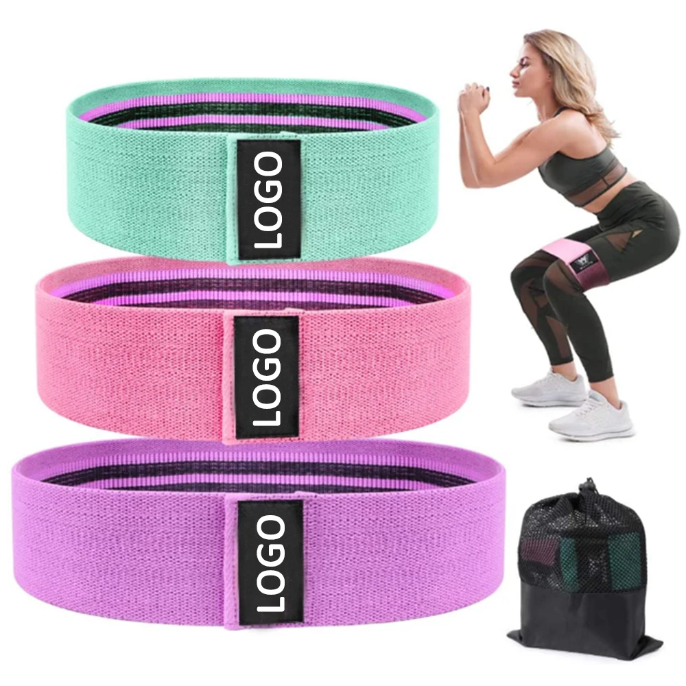 Factory Wholesale Non Slip Exercise Fabric Hip Bands, Wide Elastic Workout fitness resistance Bands.