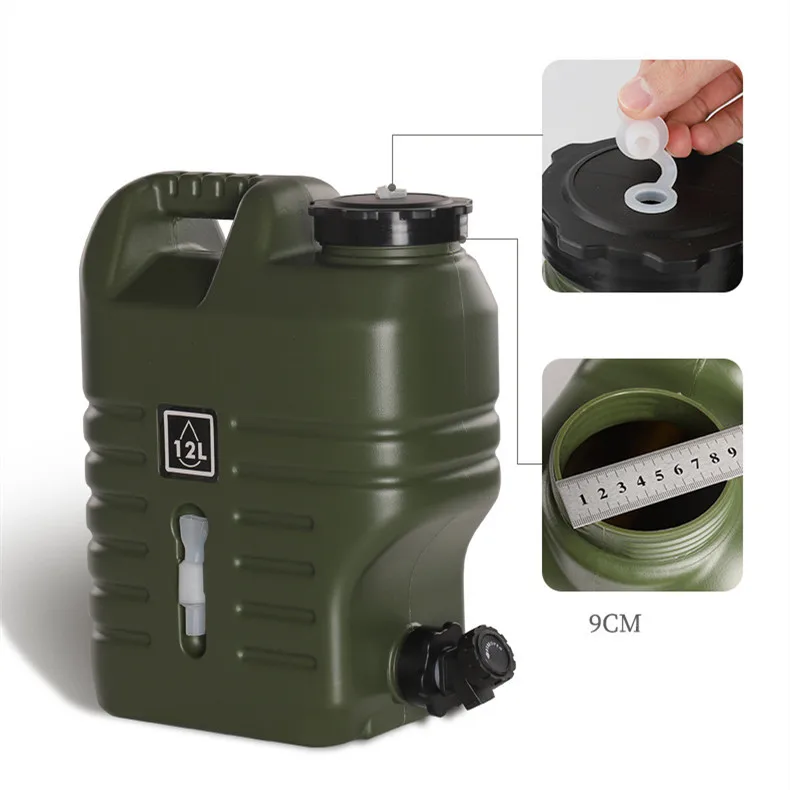 Outdoor Camping Bucket Food-grade Large-capacity Portable Storage Tank Household with Faucet Car Emergency Storage Bucket PE 12L