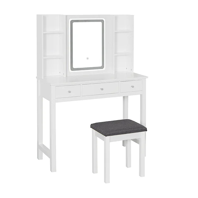 New arrival smart dresser and side tables with lighted mirror dressing mirror table set