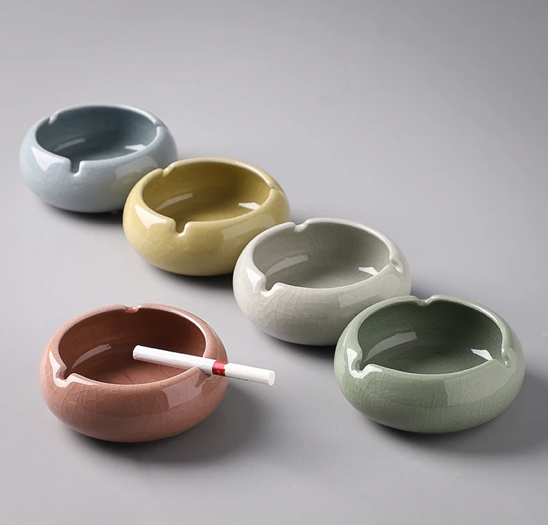New Design Blue Brown Grey Color Elegant Support OEM ODM Ceramic Ashtray