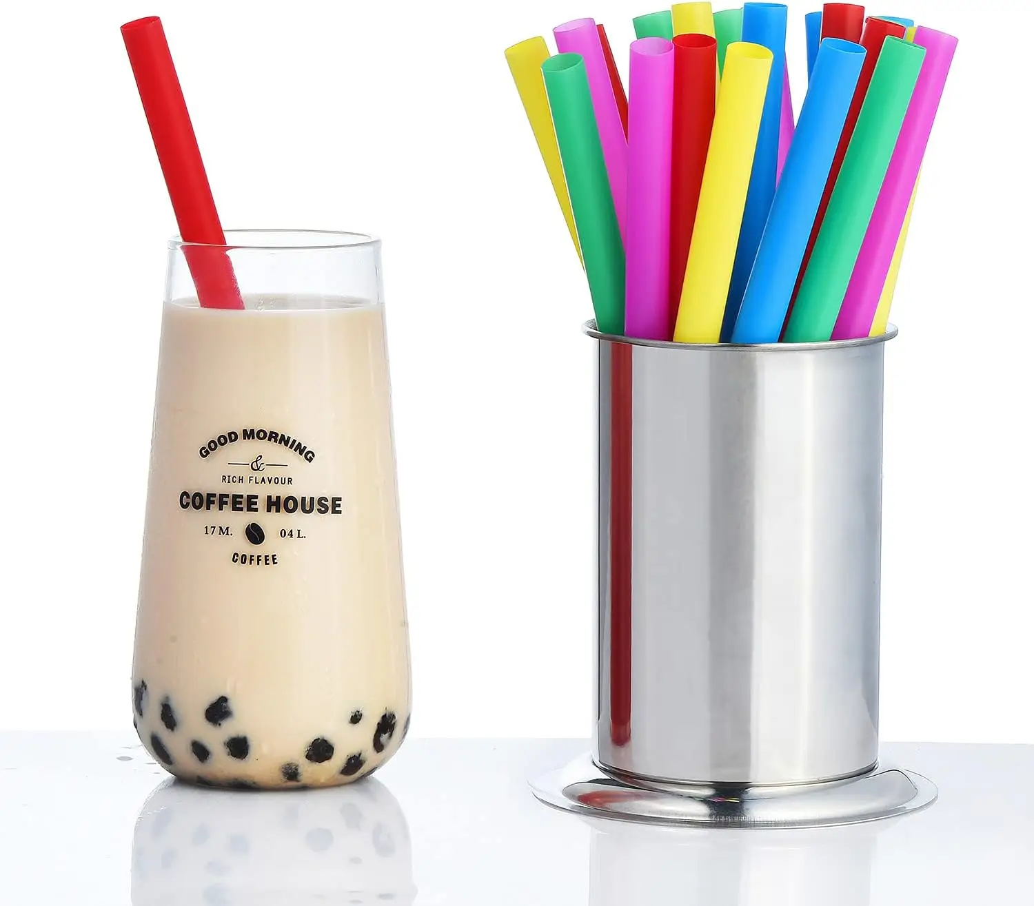 Jumbo milkshake Smoothie Straws wide large reusable boba tea straws plastic BPA FREE disposable boba straw individually wrapped