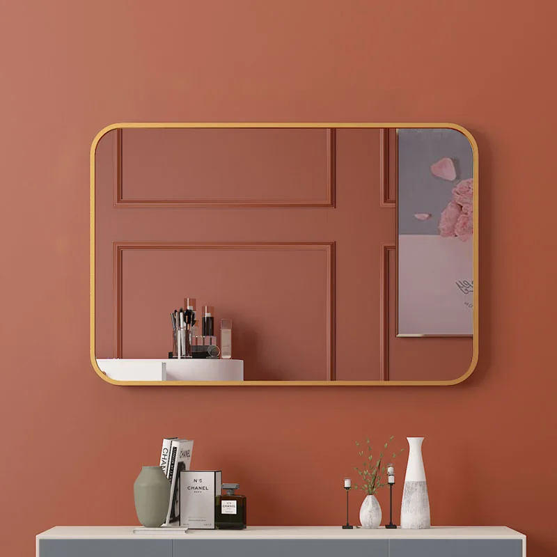 Aluminum alloy dressing table decorative mirrors wall modern hanging vanity mirror bathroom square mirror