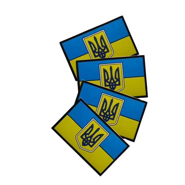 FIRE FIGHTER Ukraine Emblem With Flag Style PVC Rubber Decoration Applique For Backpack And Bags Patches Easy to Match.