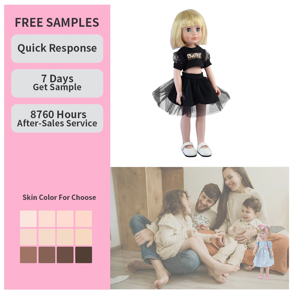2024 Hot Manufacture 18 Inch Big Size Doll Girl Toy Realistic Baby Doll  With Various Hair Colors Lovely Girl Doll