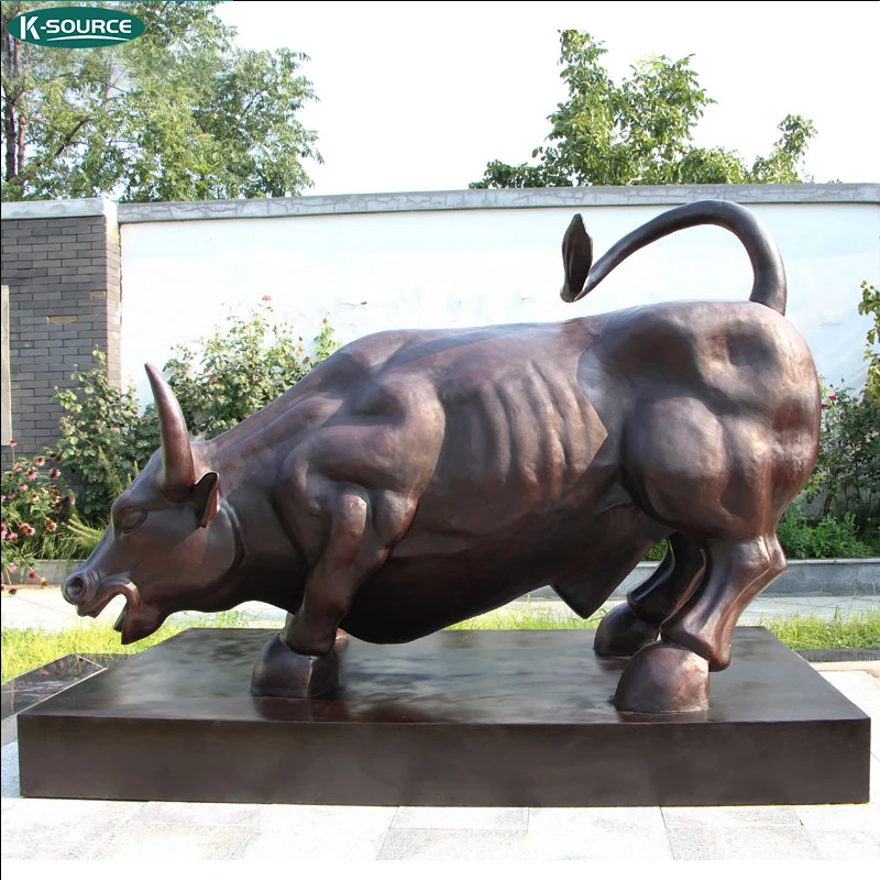 Outdoor life size mental animal garden bronze sculptures The famous Wall Street brass bull sculpture