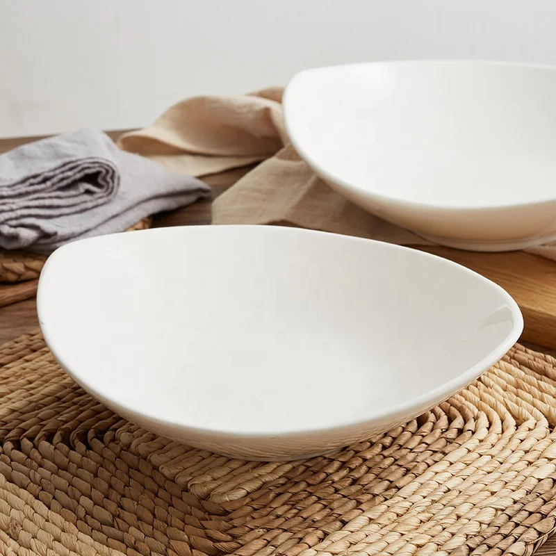 White fancy antique ship shaped ceramic dishwasher safe bowl saladier ovale porcelain bowl makers