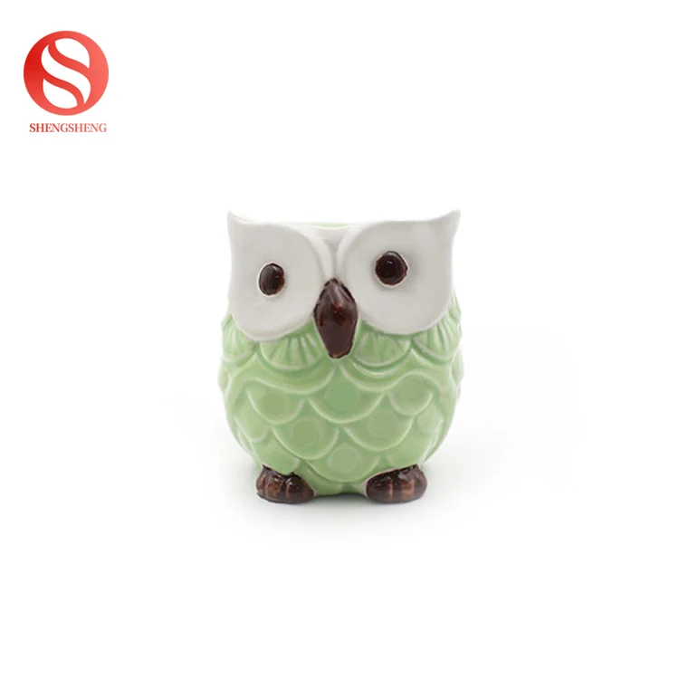 Factory direct sale cheap ceramic candle holder small owl ceramic tea light candle holder for home decoration