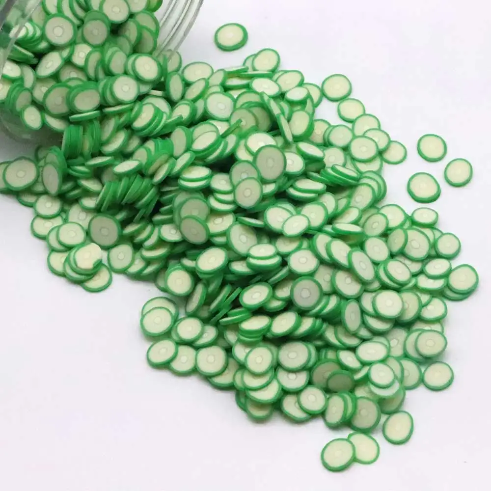 
500g Summer Cooked Green Vegetable Slices Miniature Polymer Clay Cucumber Slices Sprinkles For Slime And Nail Art 