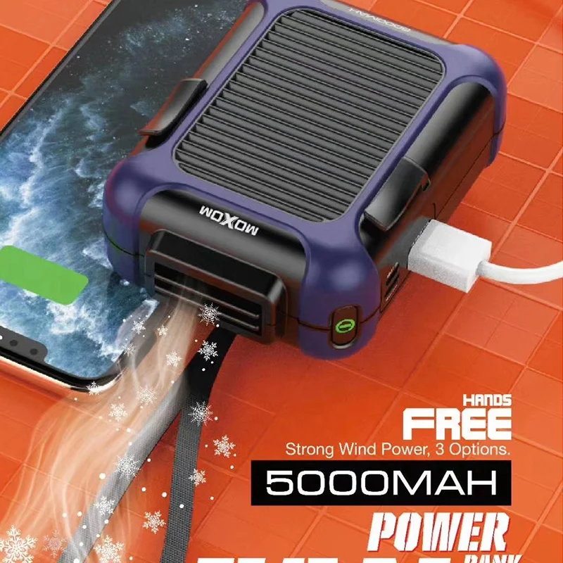 Креативное изделие, персональный ремень AC, портативный поясной вентилятор с 5000 мАч, Неизолированное металлическое портативное зарядное устройство, спортивные мини-вентиляторы MOXOM