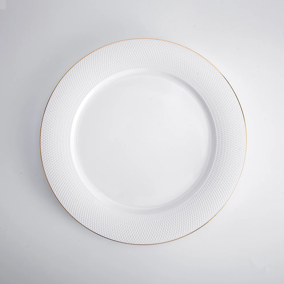 Wedding Chargers Plates Events Catering Ceramic Gold Rim Plates For Dinner