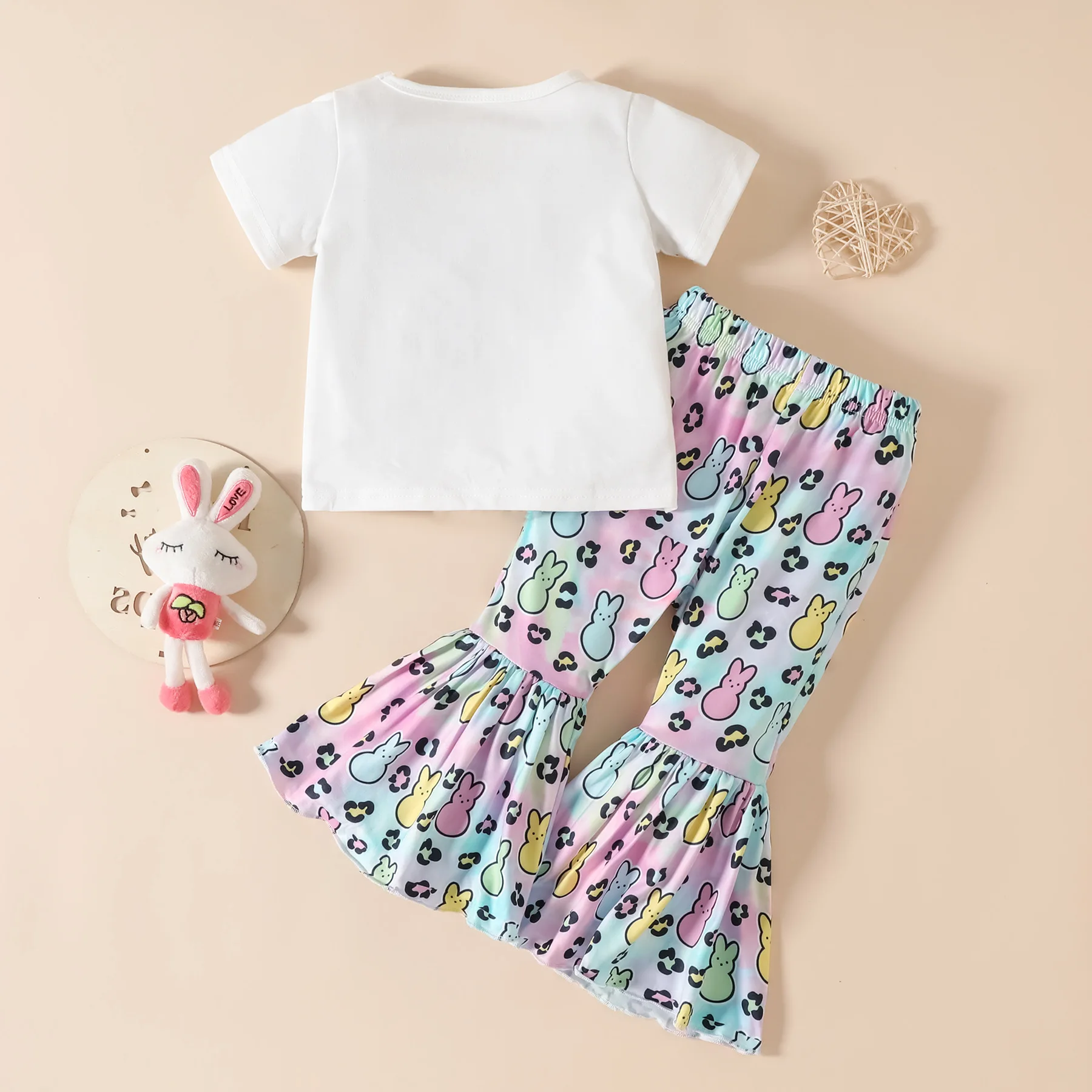 3 Pack Easter Outfits Kids Boutique Bell Bottom Baby Clothing Sets Girl