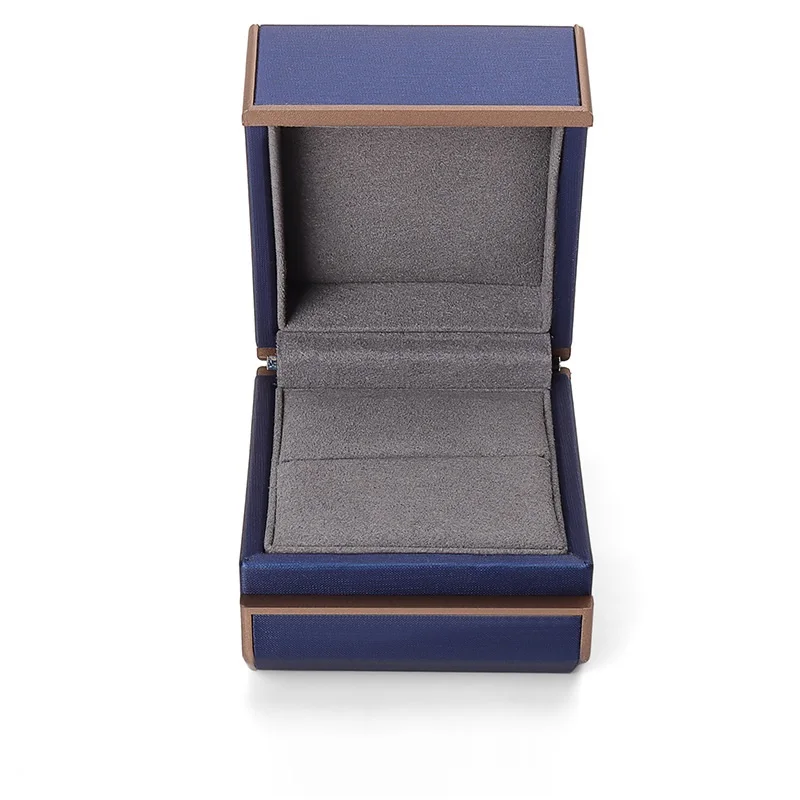 Оптовая продажа на заказ искусственная кожа синий цвет настроить многоугольный комплект ювелирных изделий Кольцо коробка