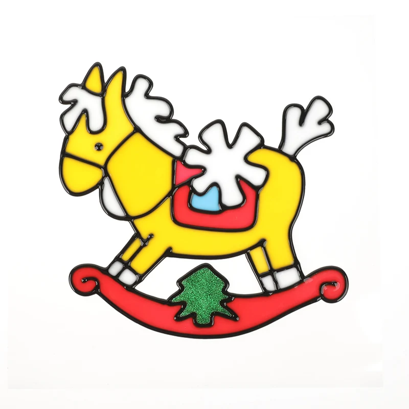 wholesale ponny christmas window sticker static cling custom xmas