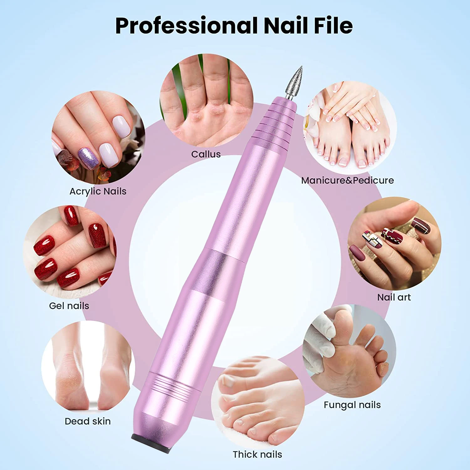 Free Logo customized 20000rpm mini USB cable speed adjustable Portable E File Wireless Cordless Electric Nail Drill Machine
