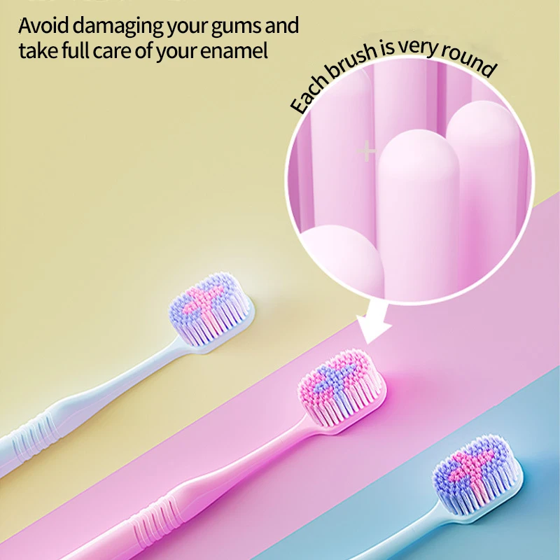 100 hole wide head toothbrush, high-density, 100 hole ultra fine soft bristles, 2 pieces