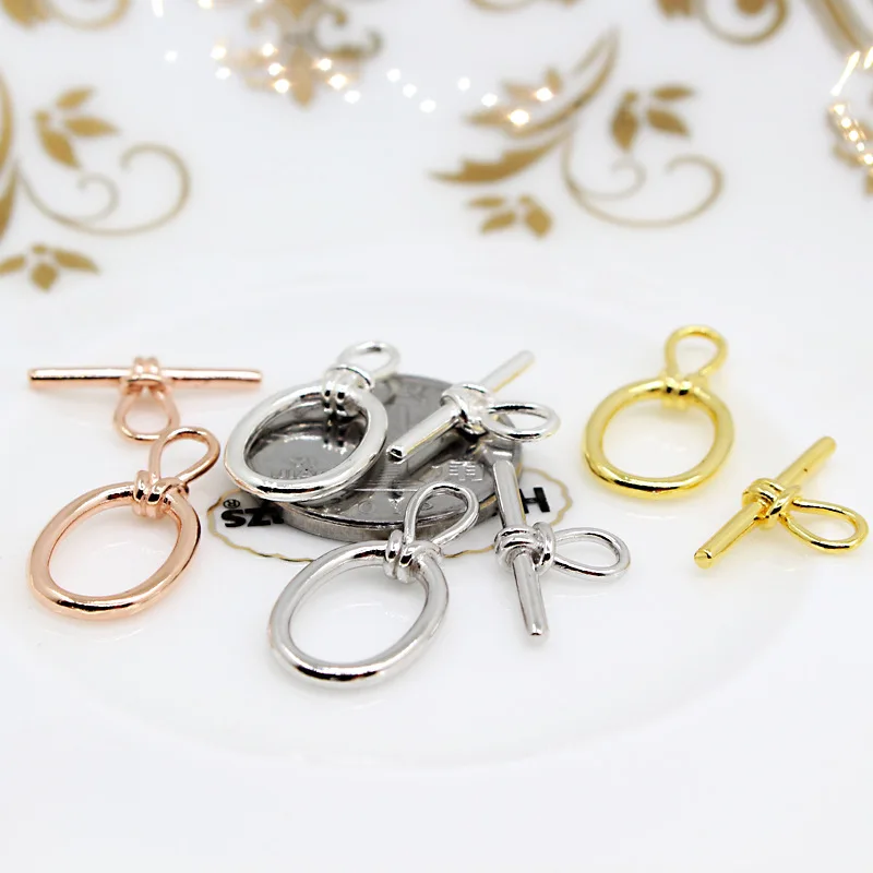 925 Sterling silver OT Buckle making bracelet necklace buckle DIY production bead accessories hemp rope closing buckle