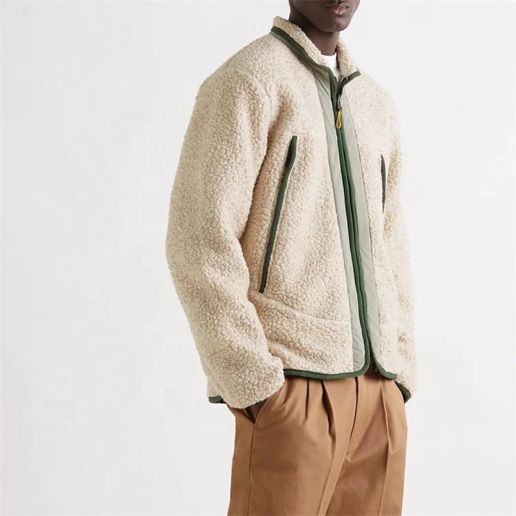 Мужская зимняя флисовая куртка с воротником-стойкой и карманами на молнии