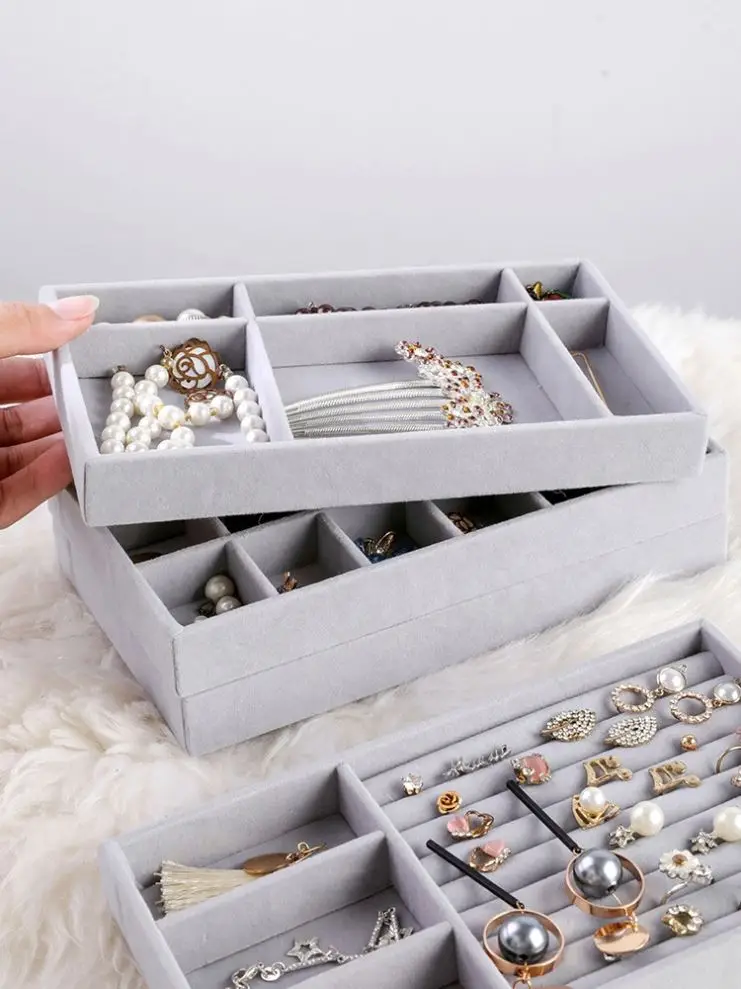 2021 Fashion Earrings Bracelet Necklace Velvet Box Display Jewelry Tray