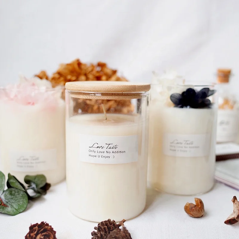 Clear candle   8oz bottom round glass candle jar with lids and box