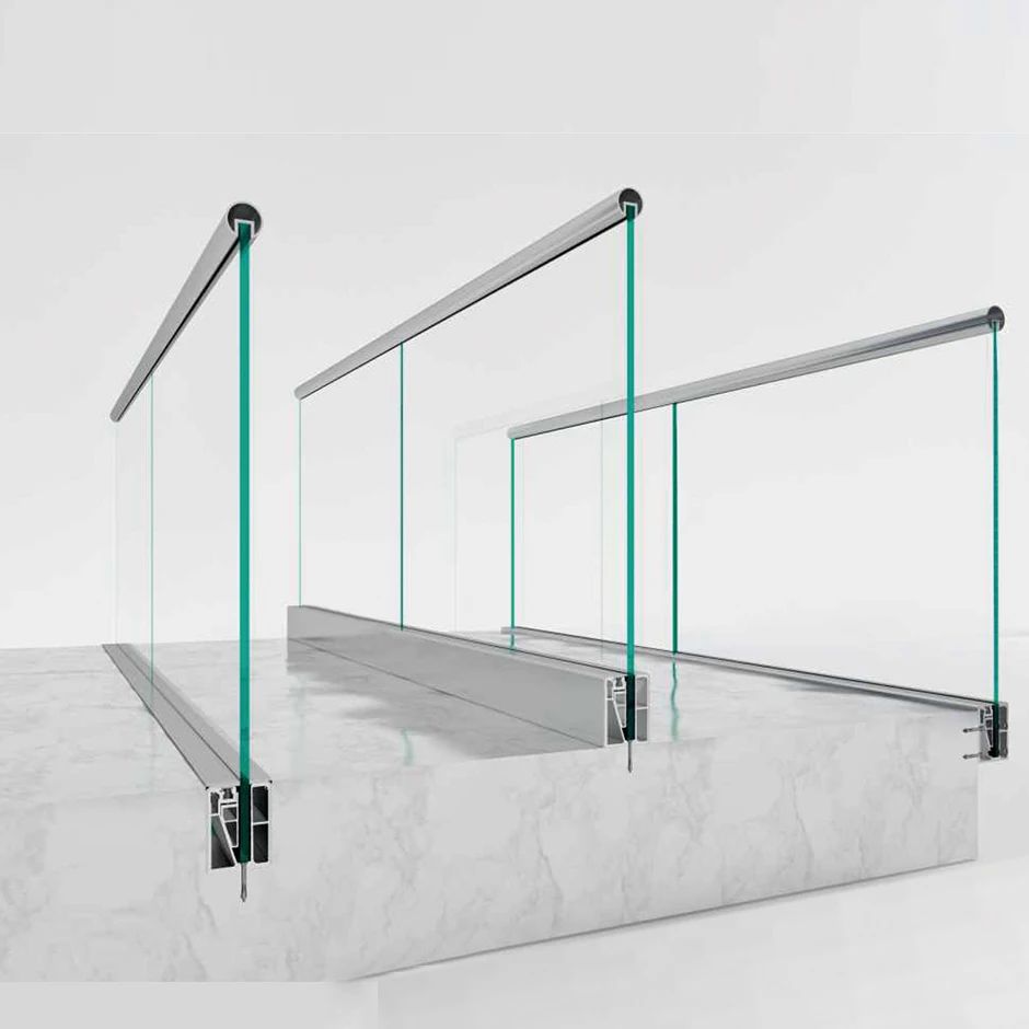 frameless glass balcony railing base U channel adjustable glass aluminium railing