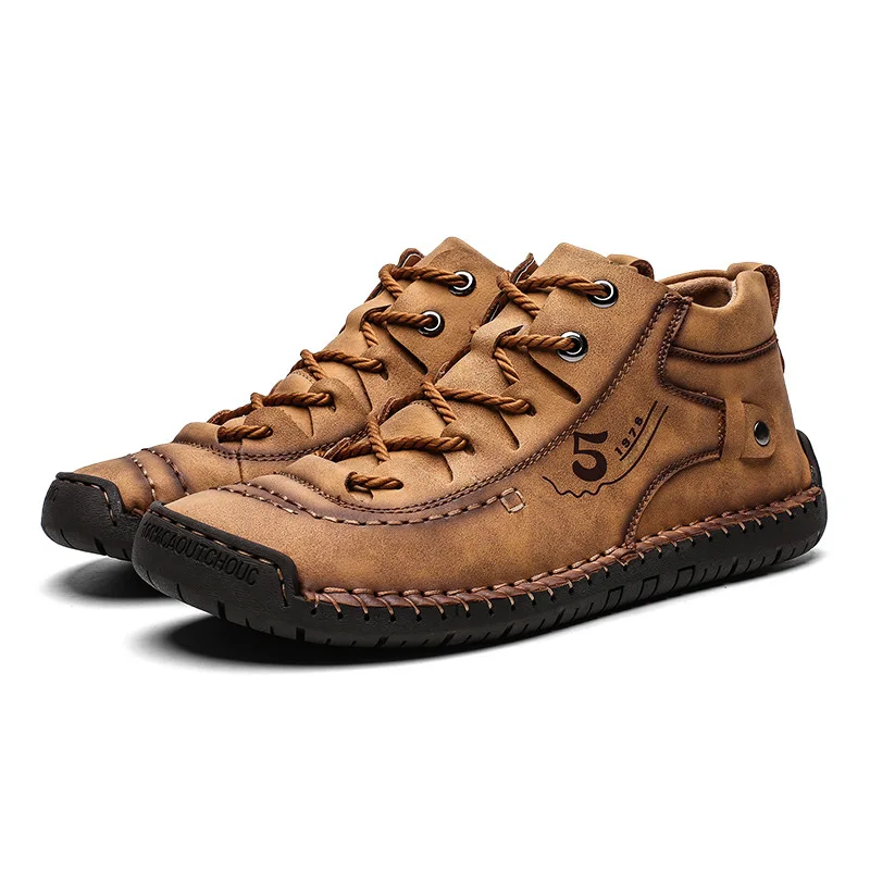 Tengye/2021; Мужская кожаная обувь; Новинка; Спортивная модная мужская обувь с высоким берцем; Мужская повседневная обувь; Большие размеры (1600274646873)