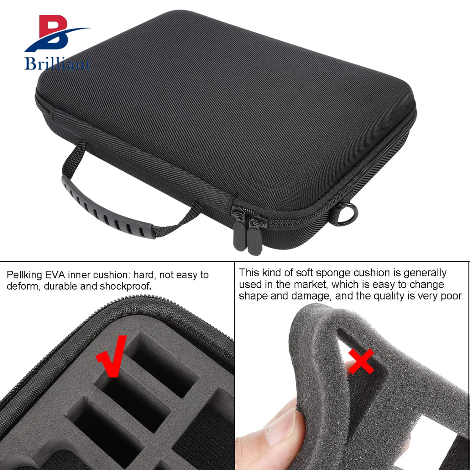 Brilliant Custom Large Carrying Waterproof Case for GoPro 12/11/10/9 Camera Hard Shell Bag with EVA Liner for GoPro hero 10