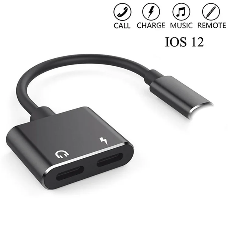 Dual Ports for Lightning Adapter Headphone Jack Audio and Charge Splitter for iPhone X Support Music and Calling Function
