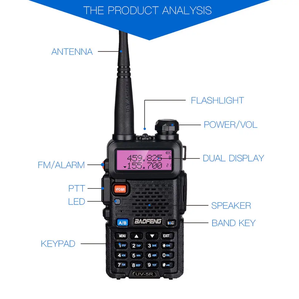 Baofeng uv-5r дальний Ham радио приемопередатчик 5 Вт UHF/VHF двухполосный иди и болтай Walkie Talkie baofeng Радио
