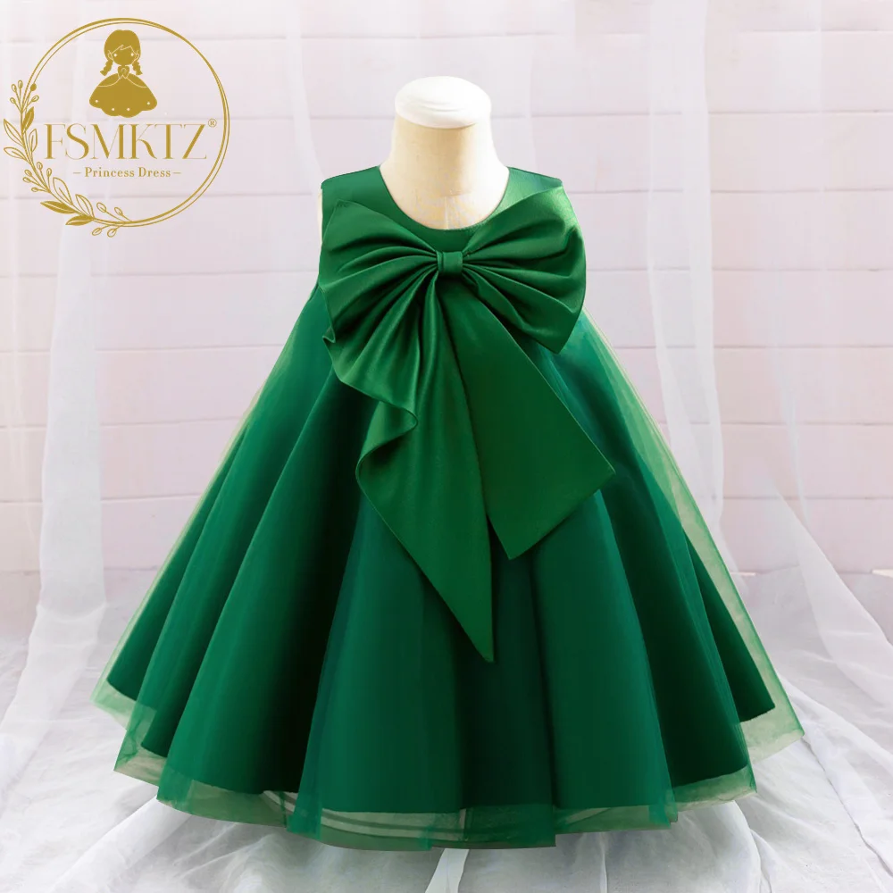 FSMKTZ Wholesale Kids Dresses  0-4Years Floral Children Clothing Princess Party Girl Baby Birthday Dress baby girls dress