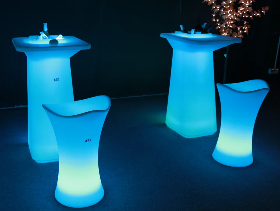 Led Ice Bucket Table And Light Up Double Sofa Set Nightclub Ktv Party End Table Modern Colorful Led Bar Furniture With Led Light