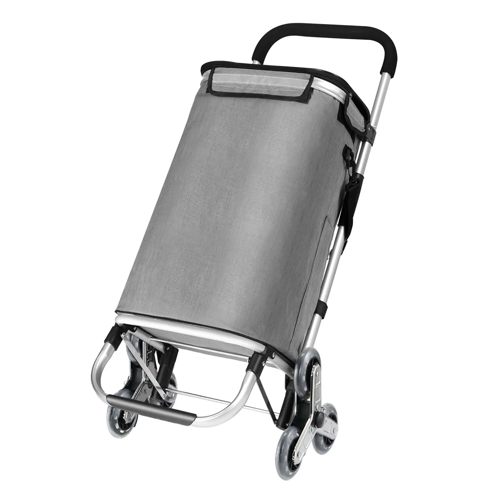 Luxsuite Single Tier Aluminium Shopping Trolley Cart 45kg Foldable Grocery Market Utility Bag Storage Supermarket Stair Climbing
