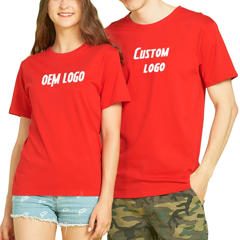 Summer Clothes For Men Customized Logo Printing Plain Cotton Tee Shirts 100% Cotton Oversized Solid Colors Round Neck Tshirt