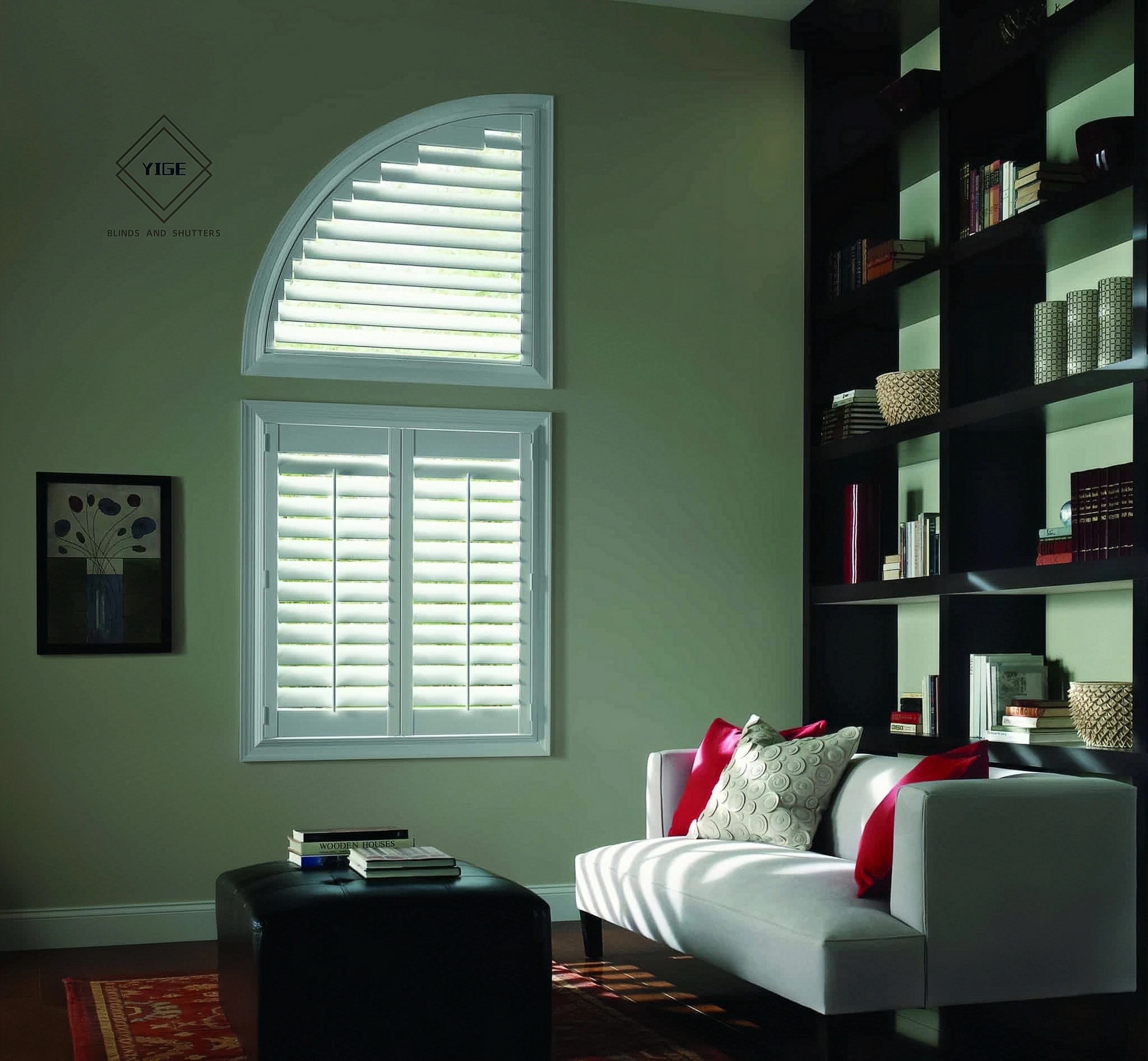 YIGE Custom Shaped PVC Shutter for Window Modern Horizontal Plantation Shutters for Australia for Hotels and Exterior Use