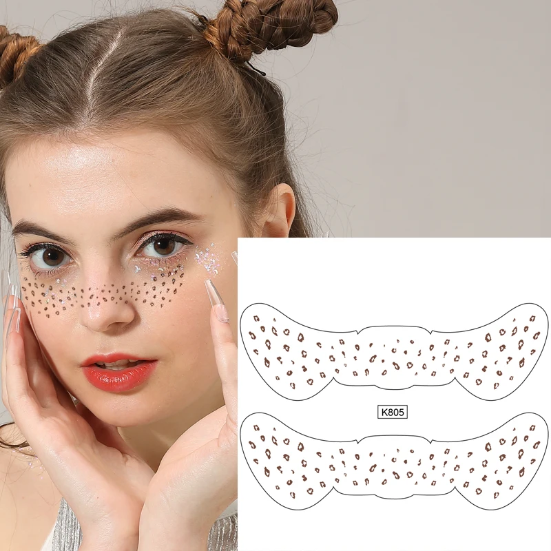 OEM Free Sample Body Painting Reusable Art Fake Disposable Freckles Face tatoo Sticker Long Lasting Temporary Tattoo Paper