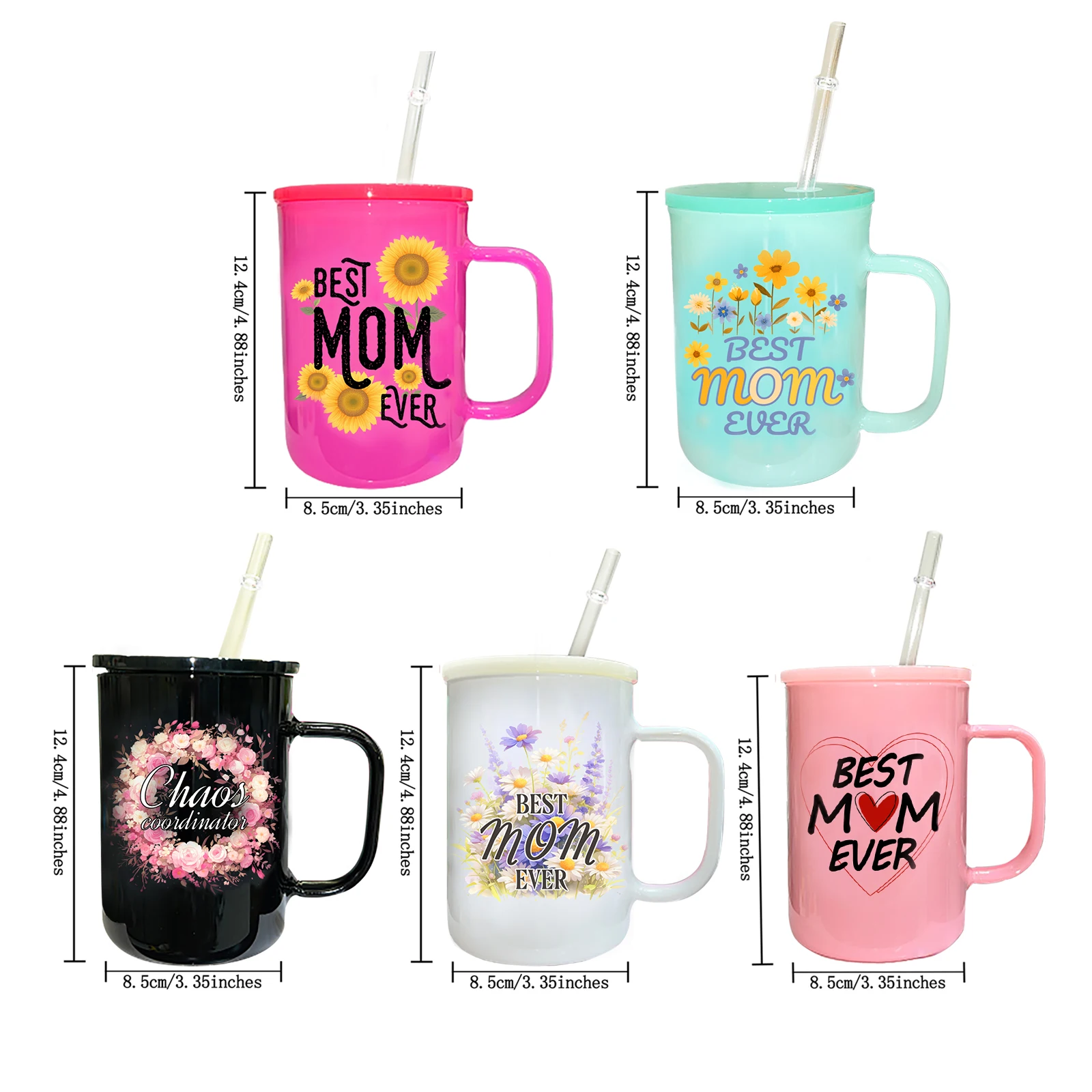 Hot sale jelly cup with lids glass drinking bottle 17oz sublimation ice-cream colors glass can beer coffee mug jar with handle