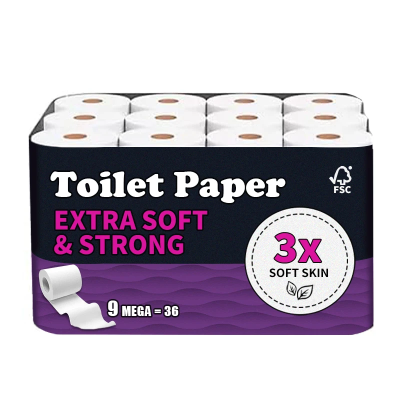 OEM Customized Bamboo Pulp Toilet Tissue Paper Roll 1-4 PLY with Soft Embossing Core ECO-Friendly tissue paper