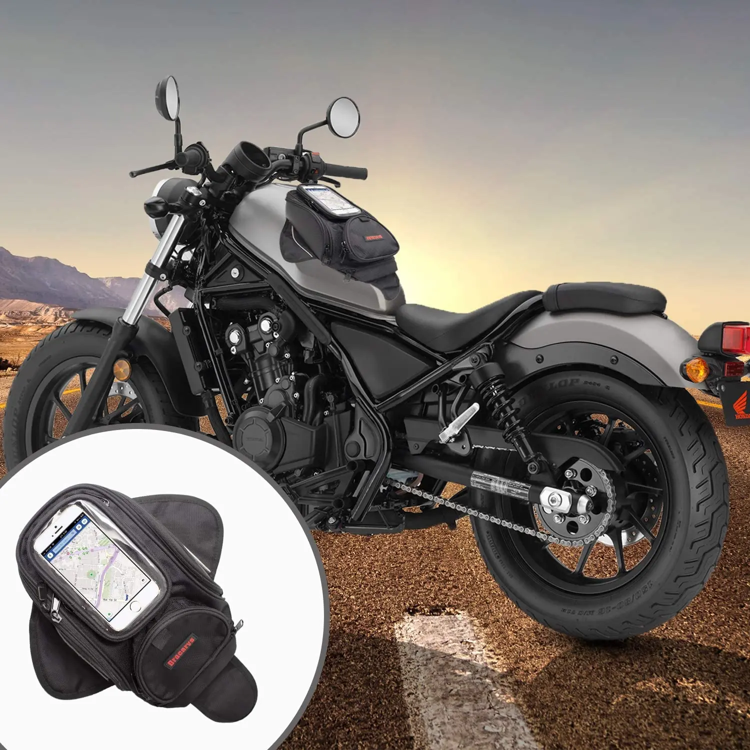 Motorcycle Tank Bag Saddle Black Motorbike Bag Strong Magnetic Bag