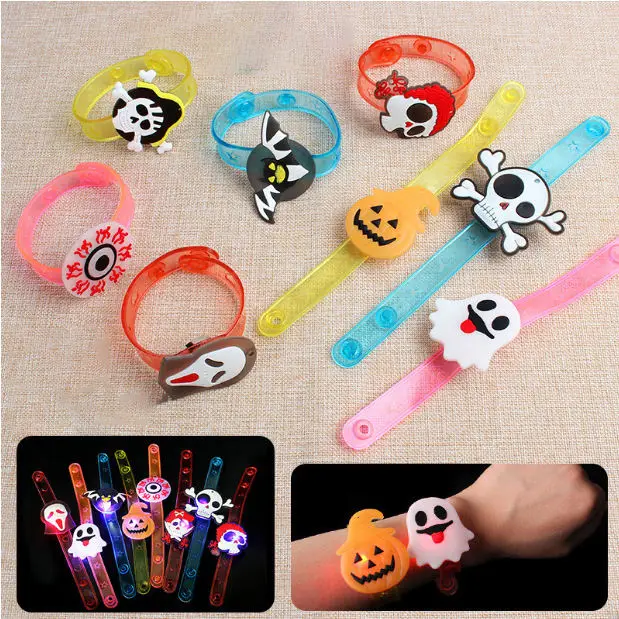 Christmas Halloween Party Cartoon Plastic LED Children Slap Band Watch Flashing Wristband Bracelet Children Party Gift