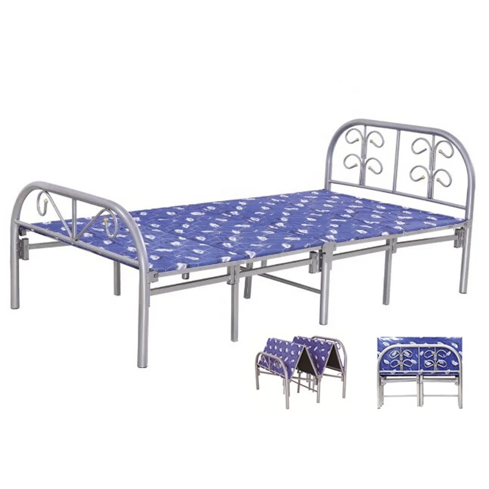 Made in China mark cheap folding bed for adults portable metal single bed frame metal