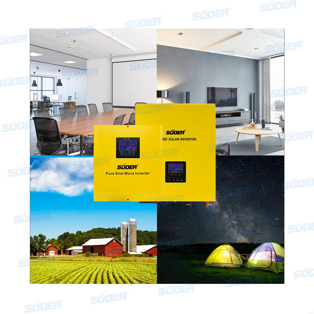 Suoer Factory Price 24V 220V 3KVA Pure Sine Wave Low Frequency Hybrid Solar Inverter Built-in MMPT Solar Controller