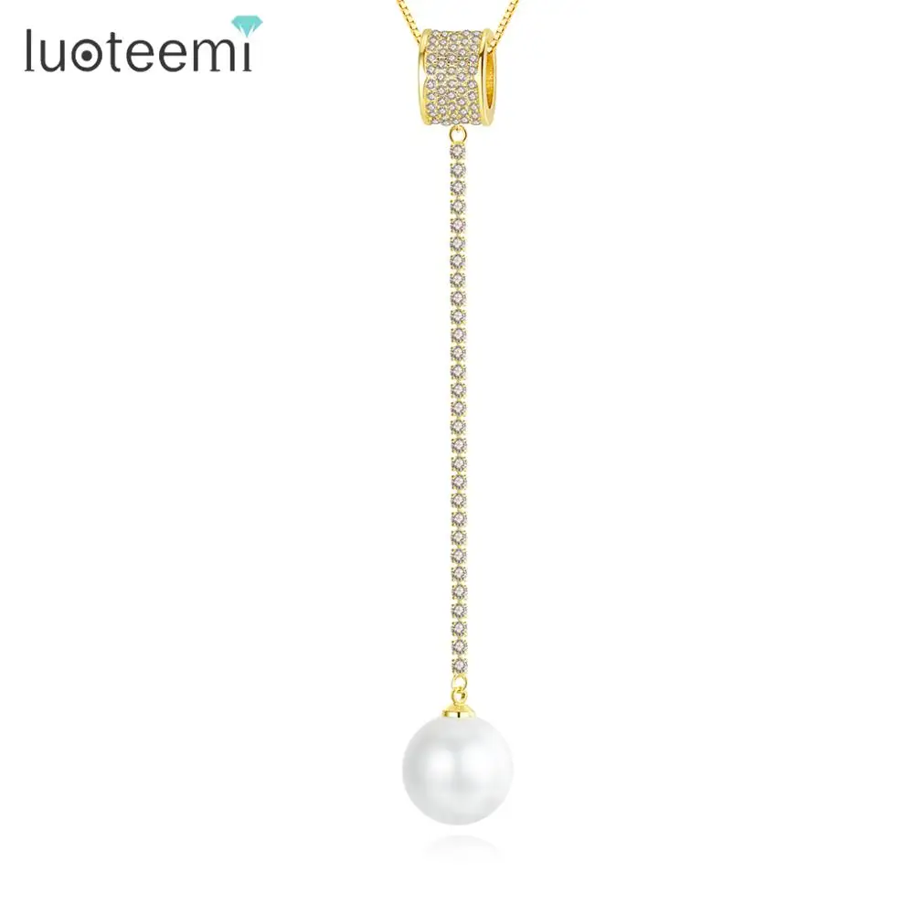 LUOTEEMI Teemi Factory Wholesale Sweater Long Chain Necklace Wholesale Pearl Pendants Necklaces