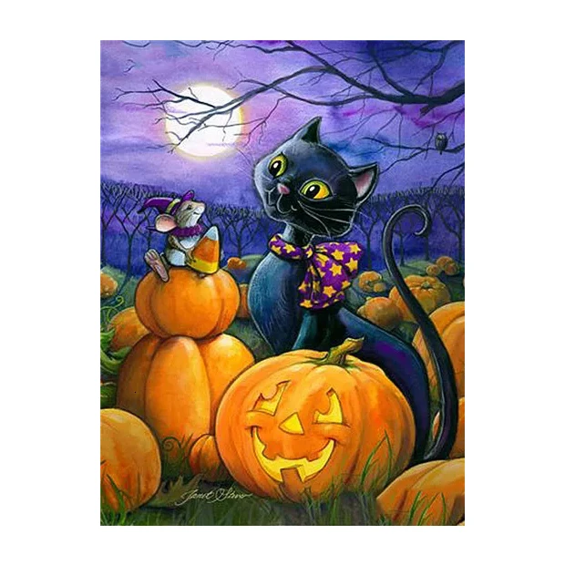 Diamond Painting Halloween Full Drill Cartoon Embroidery Cross Stitch Kit Pumpkin Rhinestone Picture Home Decor canvas print art