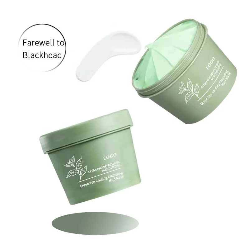 Clean and refreshing moisturizing eliminate acne and blackheads private label green tea face cooling cleansing clay mud mask