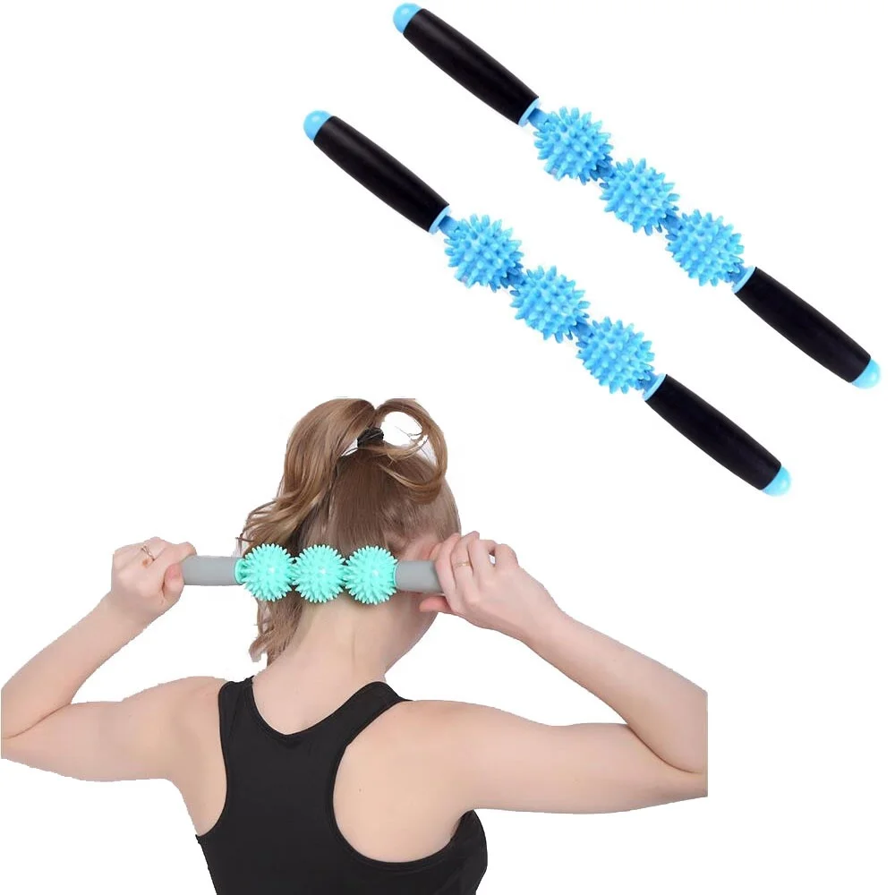 PVC Massage Ball Stick and Massage Roller , Foam and Metal with Handles Massage for Body