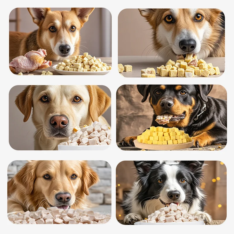 Top Selling Products 2024 Freeze-Dried Pet Snacks Freeze Dried  Chicken Breast Meat Cube Freeze Dried Pet Snack
