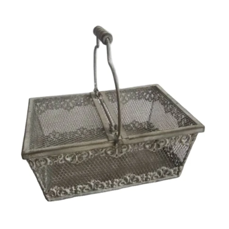 Antique Round Iron Mesh Metal Basket