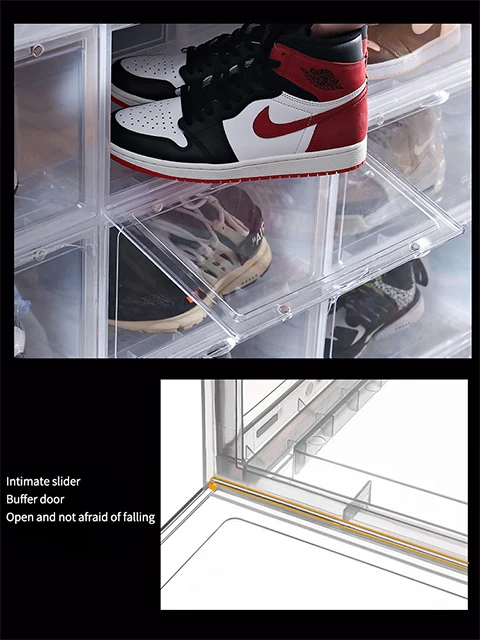 JOGHN Durable Using Plastic Custom Transparent Shoe Containers Box Storage