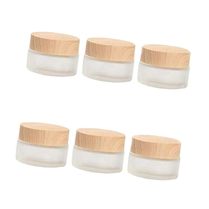 Refillable Glass Makeup Jars bamboo beauty 1g 2g 5g